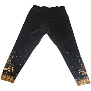 SHEIN Curve Plus Size 3XL Black Holiday Leggings – Gold & Sparkly Christmas Tree